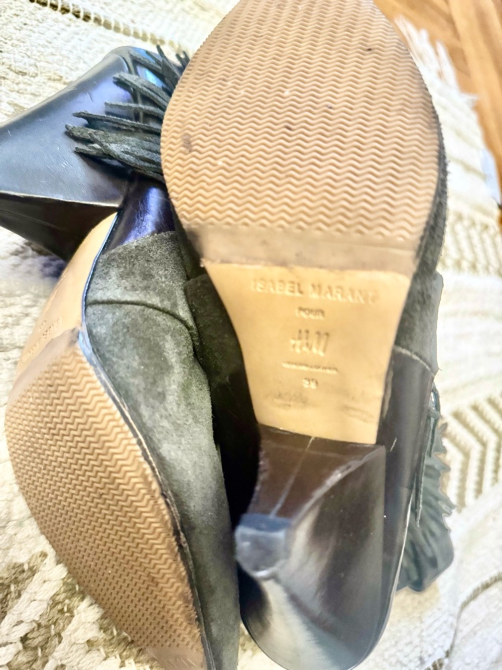 Isabel Marant pour H&M Black Leather & Suede Fringe Heels - Picture 9 of 13